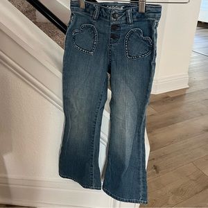 Size 5 girls flare jeans with heart pockets